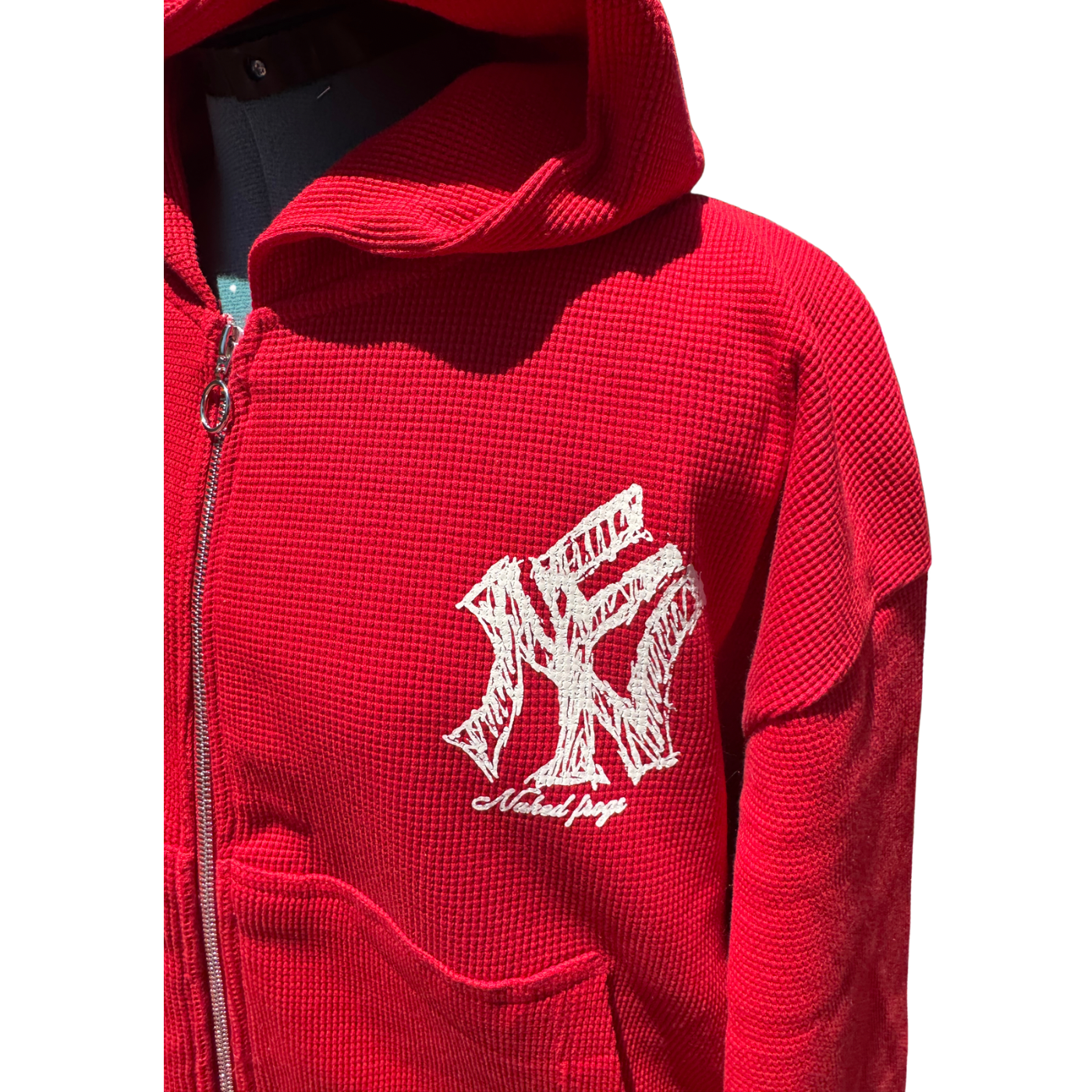 SXD waffle knit zip up hoodie