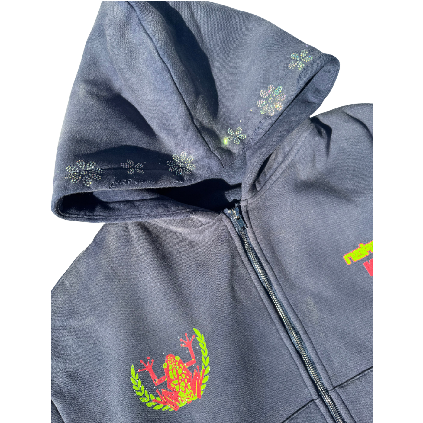 I 🐸 Frogs hoodie - faded navy