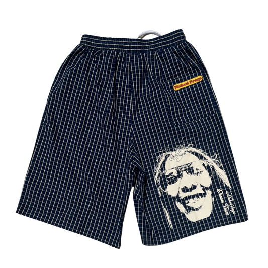 3/4 Plaid Shorts - Navy