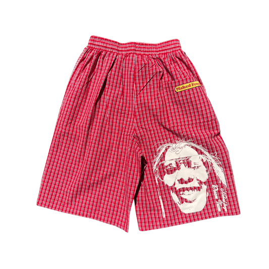 3/4 Plaid Shorts - Red